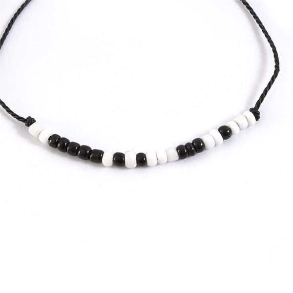 Wholesale Valentine's Day Morse Code Black and White Rice Bead Weaving Bracelet Set