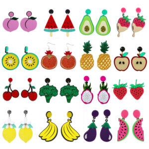 Wholesale Acrylic fruit vegetable Dragon Fruit earrings
