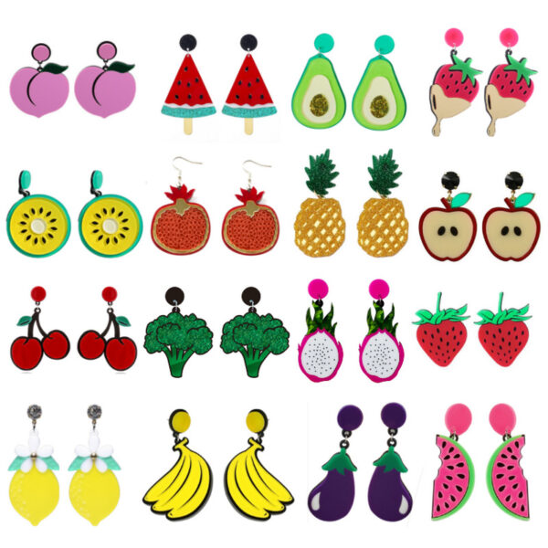 Wholesale Acrylic fruit vegetable Dragon Fruit earrings