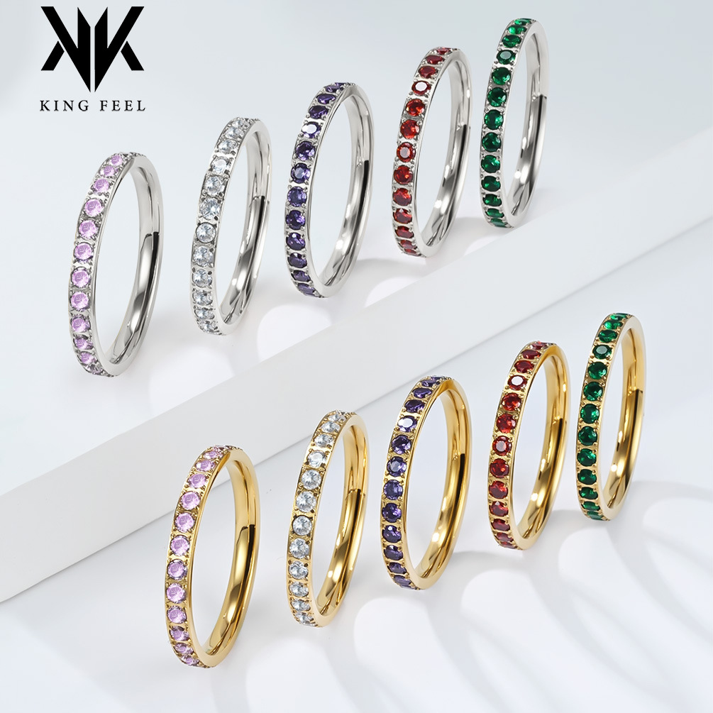 Wholesale Titanium steel full diamond starry layered ring