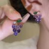 Wholesale Purple grape sweet fruit zircon earrings