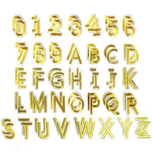Set of 72 golden letters + numbers