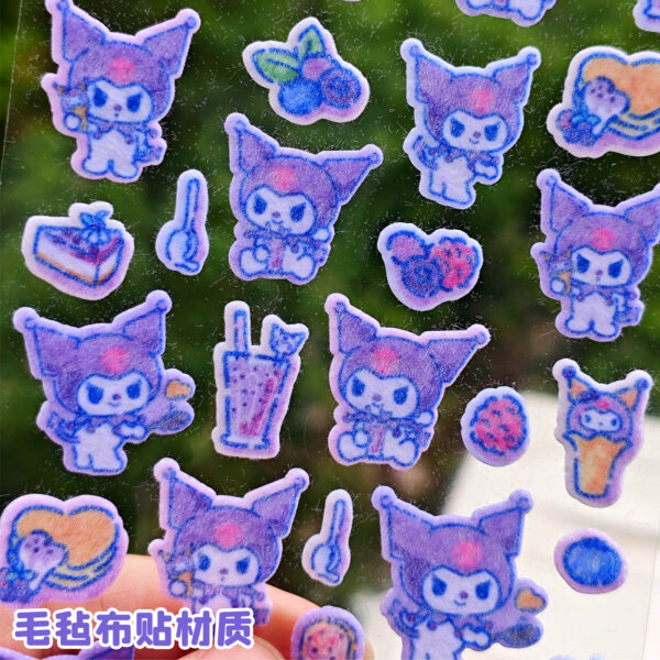 Wholesale Sanrio Kuromi Melody Stereo Felt Cloth Stickers for Kidsren and Girls Hellokitty Decorative Stickers