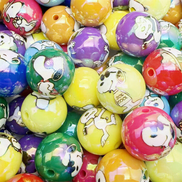 O1CN01XWa4cL1HgUkCyiJLR_2216860830787-0-cib Wholesale 16mm Acrylic UV Color Plated Printing Straight Hole Round Bead DIY Mobile Phone Chain Beaded Pen Keychain Aessories