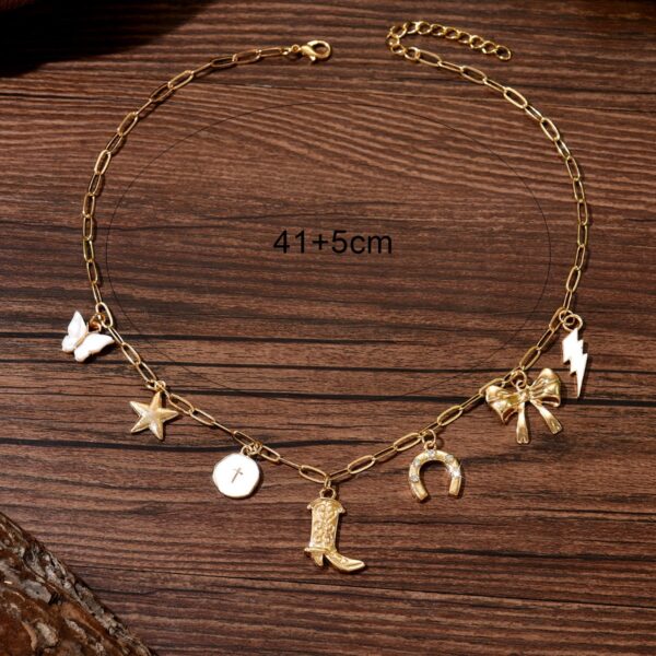 Wholesale Butterfly Star Lightning Western Cowboy Boots Horseshoe Necklace