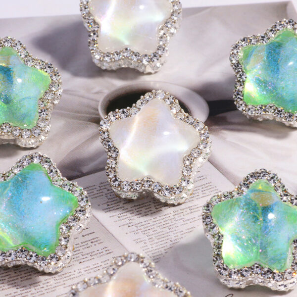 Wholesale 6pcs Stereoscopic flowing light pentagram four-way hole bead