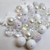Wholesale 50pcs White with 20MM Acrylic Beads DIY Bow Mixed Beaded Loose Beads Combination