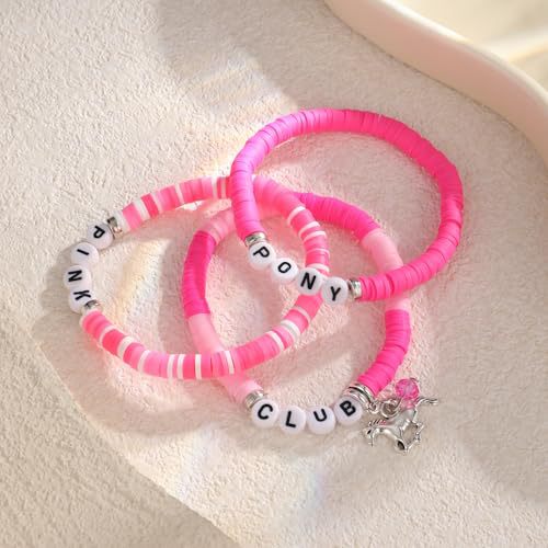 Wholesale Pink Soft Pottery Three-piece Beaded Bracelet