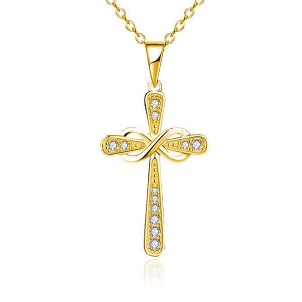 Wholesale eternal infinite love 8 word diamond cross necklace
