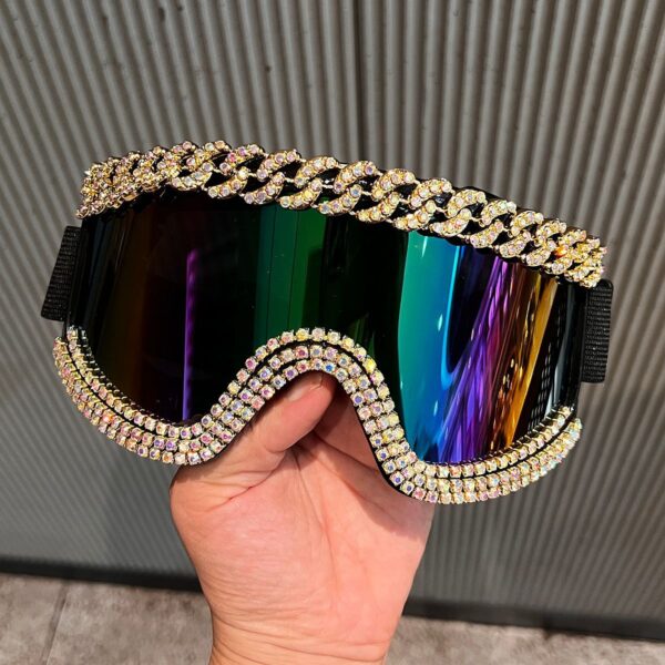 Wholesale Hiking goggles rhinestone large frame glasses