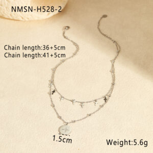 Nmsn-h528-2 steel color double layer necklace / 18K
