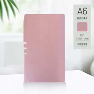 A6-sized, light pink, blank pen holder with spine back (single notebook)