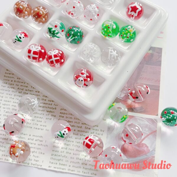 Wholesale [christmas day] christmas series hand-painted beads diy handmade beaded material bracelet necklace jewelry loose beads aessories