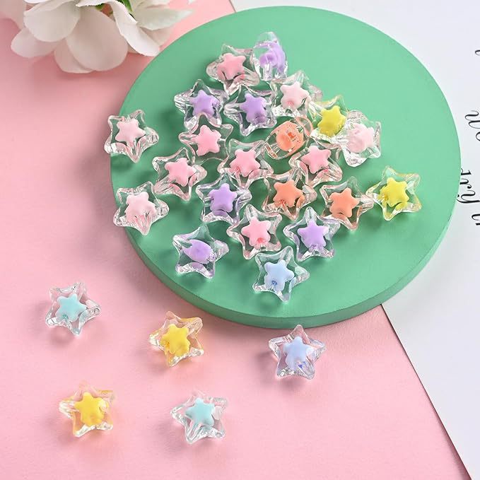 Wholesale Transparent Colorfulful Five-inted Star Acrylic DIY Beads