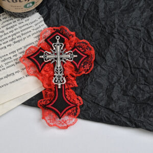 2 # Red cross red lace hair clip