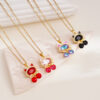 Wholesale Copper gold-plated micro inlaid zircon cat pendant stainless steel necklace