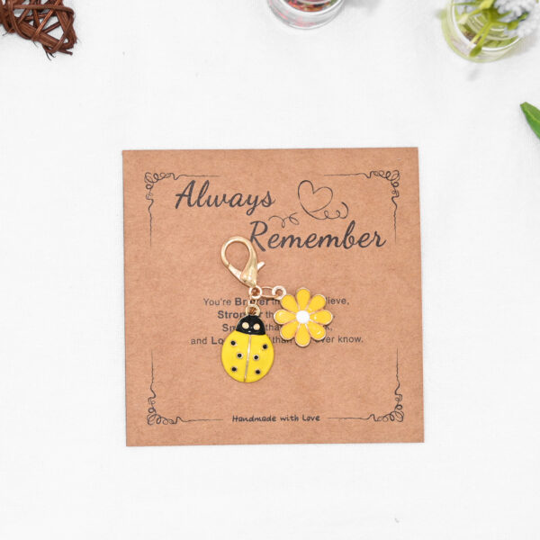 Wholesale Blessing Card Ladybug Daisy Keychain Pendant