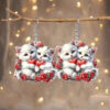 Wholesale Valentine's Day Red and White Kitten Acrylic Earrings