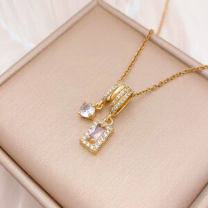 Xl5105 square geometric necklace gold