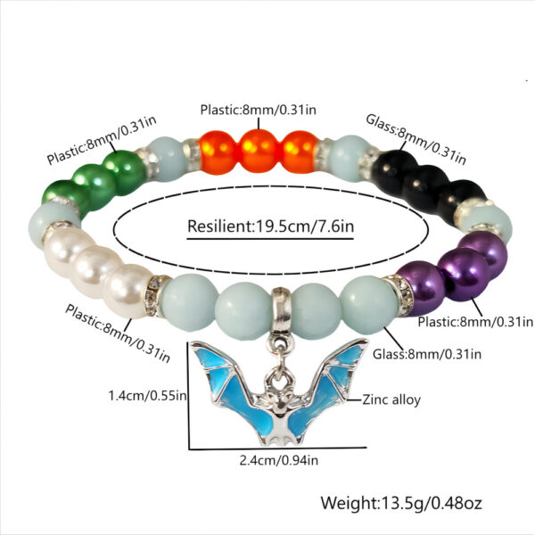 Wholesale Original Personality Trend Halloween Festival Luminous Accessories Vampire Bat Color Imitation Pearl DIY Beaded Bracelet