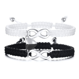 Black and white love figure 8 bracelet set of two (without card)