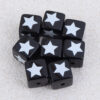 Wholesale 10pcs 14mm pentagram cat bow black and white square acrylic beads
