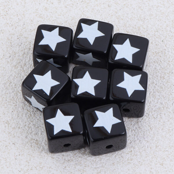 Wholesale 10pcs 14mm pentagram cat bow black and white square acrylic beads
