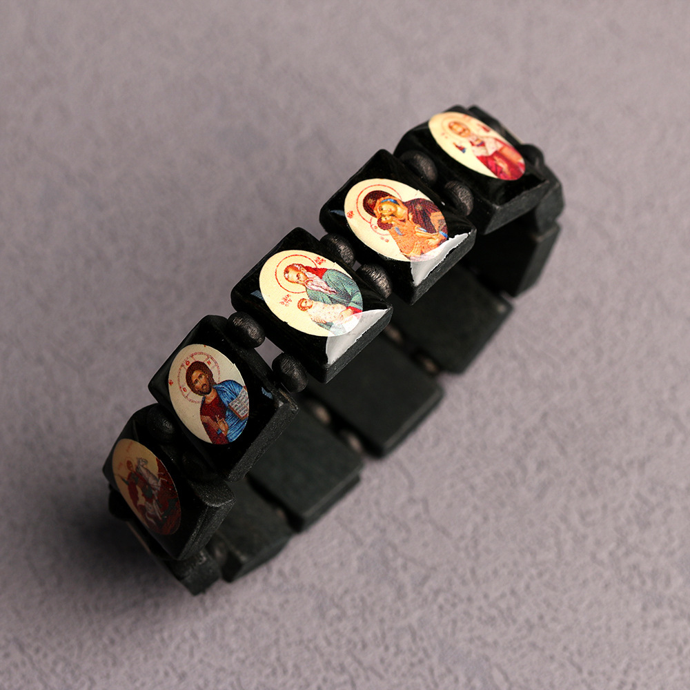 Wholesale Natural wooden oil ipping colored prayer bead bracelet