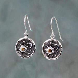 Wholesale Vintage Sun Moon Diamond Pendant Earrings