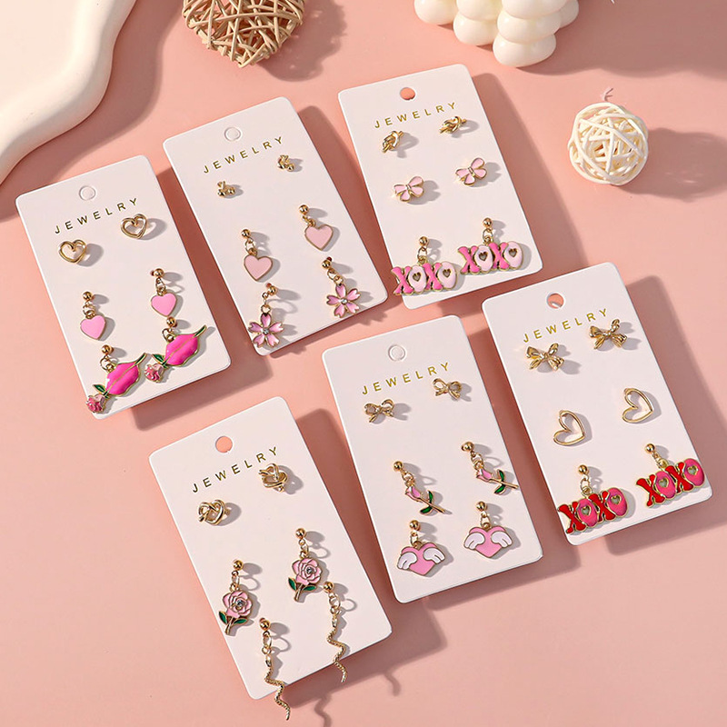 Wholesale Valentine's Day Rose Red Lips Earring Set