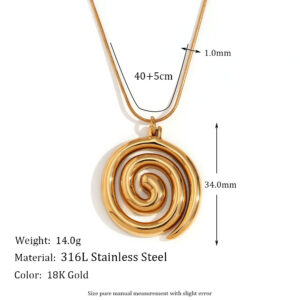 Snake Chain Swirl Pendant Necklace-Gold