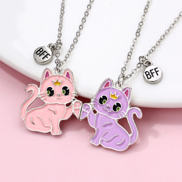 Wholesale children's magnetic necklace BFF alloy jewelry cartoon girl pendant