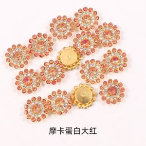 Mocha red protein / 14mm three-layer sunflower (glass diamond)
