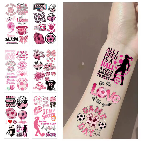 Wholesale 10pcs Children's Cartoon Pink Football World Cup Tattoo Stickers