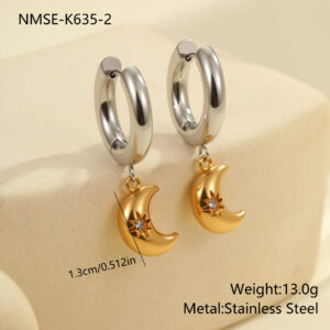 NMSE-K635-2 Moon Earrings / 18K