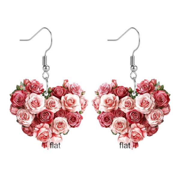 Wholesale Romantic heart-shaped rose earrings for Valentine's Day