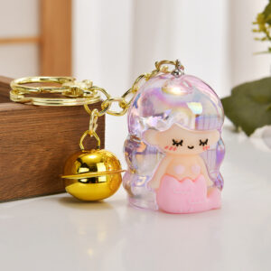 Pencil sharpener-pink / Light gold chain + mermaid pencil sharpener-bell