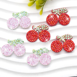 Wholesale Red and pink cherry rhinestone embroidery DIY Patches