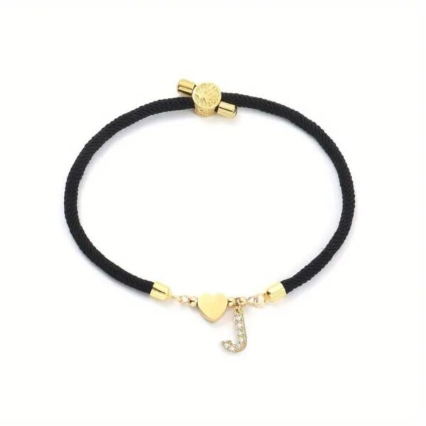 Wholesale A-Z Initial Letter Love Set Zirconia Adjustable Black Rope Bracelet