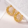 Wholesale Golden diagonal diamond-round hoop earrings