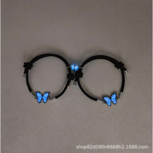 A pair of luminous butterflies (black + black rope)