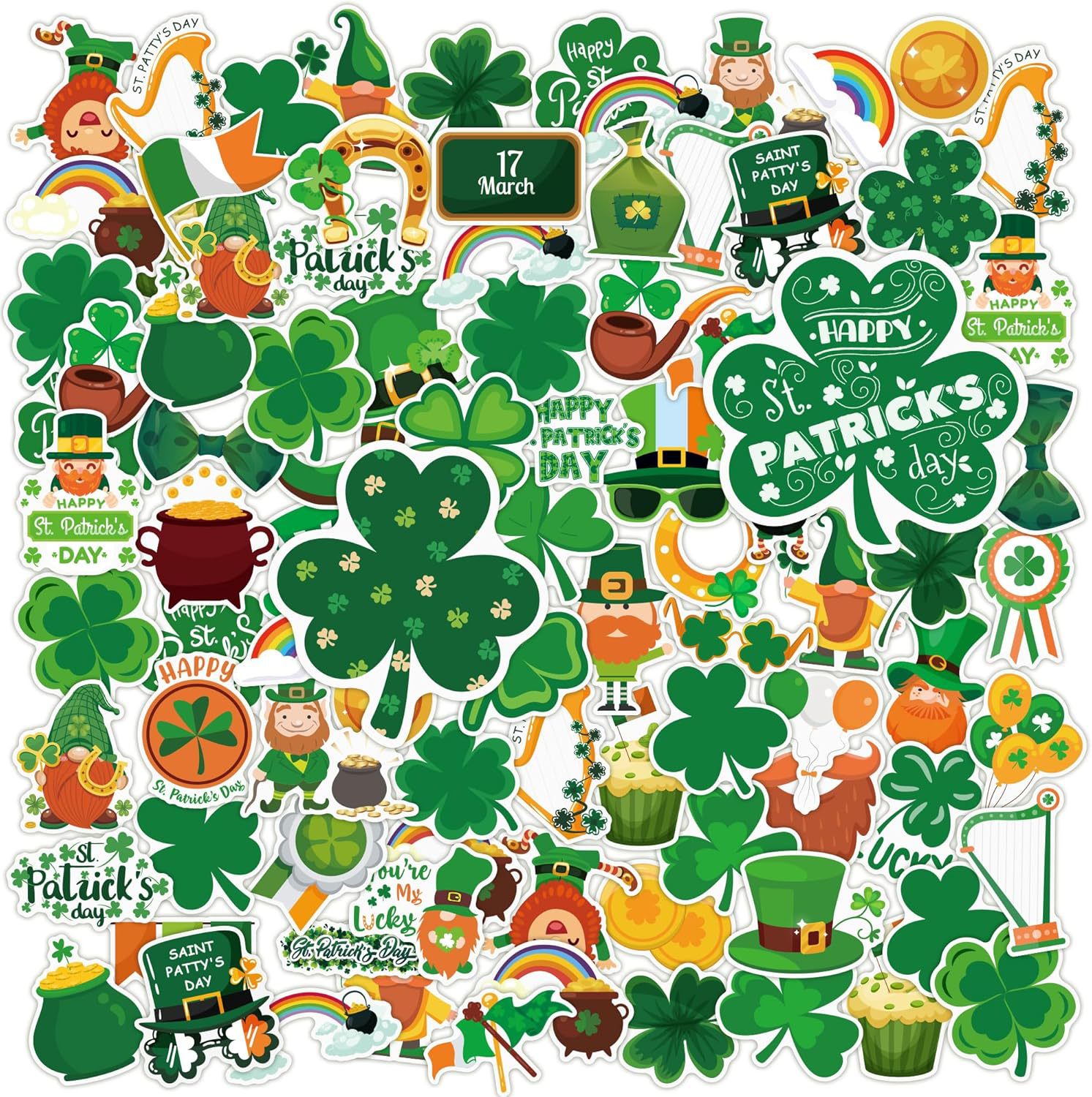 Wholesale St. Patrick's Day green shamrock letter Waterproof Vinyl Stickers