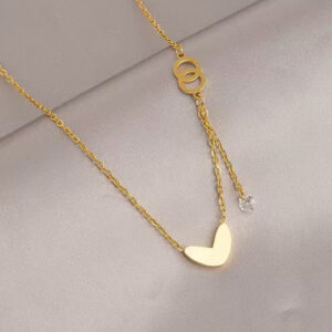 Gold single diamond necklace