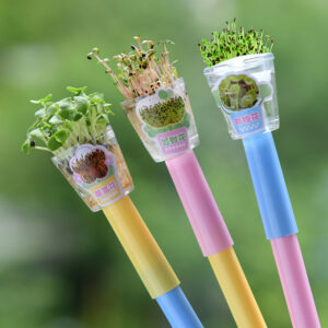 Wholesale 4pcs Creative Grass Pen Rich Flowers Black Gel Pen DIY Mini Potted Pen