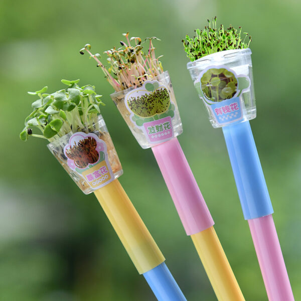 Wholesale 4pcs Creative Grass Pen Rich Flowers Black Gel Pen DIY Mini Potted Pen