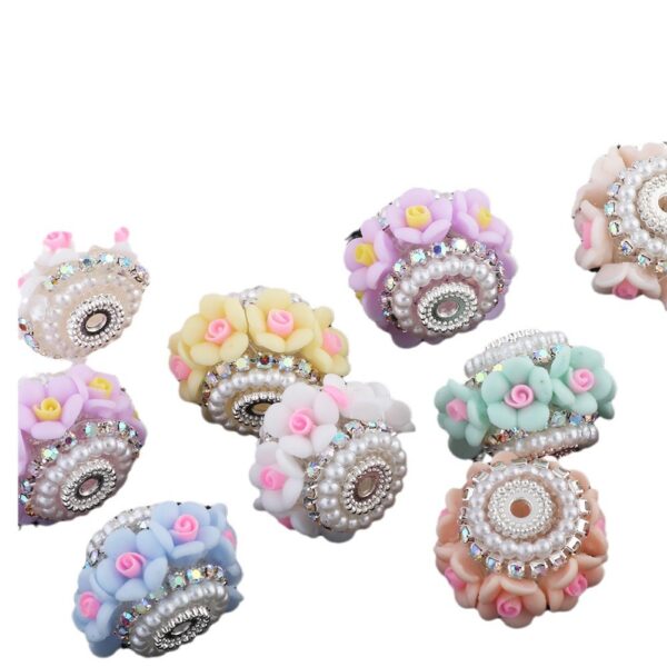 Wholesale 10pcs Flower Round Barrel Drill Balls Straight Hole Beads