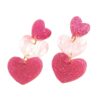 Wholesale Valentine's Day Heart-Shaped Stud Earrings with Simple Three-Link Drop Earrings