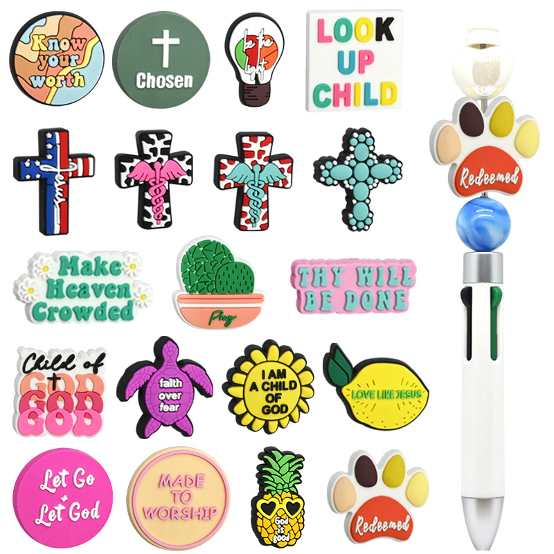 Wholesale Random phrase cartoon cross Focal Beads