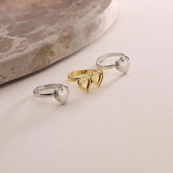 Wholesale Double layered heart opening and closing stainless steel ring