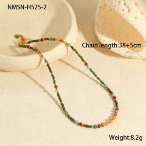 Nmsn-h525-2 orange beaded necklace / 18K